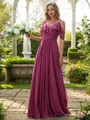 Balanced A-line V-Neck Sleeveless Floor-Length Chiffon Bridesmaid Dresses