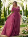Balanced A-line V-Neck Sleeveless Floor-Length Chiffon Bridesmaid Dresses