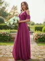 Balanced A-line V-Neck Sleeveless Floor-Length Chiffon Bridesmaid Dresses