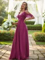 Balanced A-line V-Neck Sleeveless Floor-Length Chiffon Bridesmaid Dresses