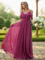 Balanced A-line V-Neck Sleeveless Floor-Length Chiffon Bridesmaid Dresses