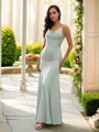 Sheath/Column Empowering Square Sleeveless Floor-Length Charmeuse Bridesmaid Dresses