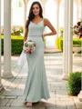Sheath/Column Empowering Square Sleeveless Floor-Length Charmeuse Bridesmaid Dresses
