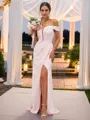 Sheath/Column Off-the-Shoulder Sleeveless Sweep Train Sleek Stretch Crepe Bridesmaid Dresses