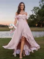A-line Off-the-Shoulder Exquisite Sleeveless Asymmetrical Chiffon Bridesmaid Dresses