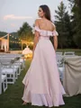 A-line Off-the-Shoulder Exquisite Sleeveless Asymmetrical Chiffon Bridesmaid Dresses