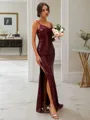 Sheath/Column Spaghetti Straps Sleeveless Floor-Length Sequins sparking Bridesmaid Dresses