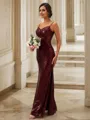 Sheath/Column Spaghetti Straps Sleeveless Floor-Length Sequins sparking Bridesmaid Dresses