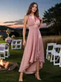 A-line V-Neck Flattering Sleeveless Asymmetrical Chiffon Bridesmaid Dresses