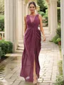 Sheath/Column Scoop Contemporary Sleeveless Floor-Length Chiffon Bridesmaid Dresses