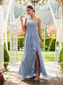 Sheath/Column One-Shoulder Sleek Sleeveless Floor-Length Chiffon Bridesmaid Dresses
