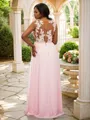 A-line Graceful Scoop Sleeveless Floor-Length Chiffon Bridesmaid Dresses