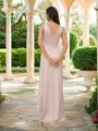 A-line V-Neck Fashion Sleeveless Sweep Train Charmeuse Bridesmaid Dresses