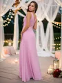 Simple A-line V-Neck Sleeveless Floor-Length Chiffon Bridesmaid Dresses
