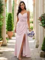 A-line V-Neck Sophisticated Sleeveless Floor-Length Stretch Crepe Bridesmaid Dresses