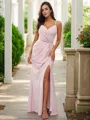 A-line V-Neck Sophisticated Sleeveless Floor-Length Stretch Crepe Bridesmaid Dresses