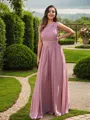 A-line One-Shoulder Pretty Sleeveless Floor-Length Chiffon Bridesmaid Dresses