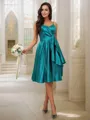 A-line Spaghetti Straps Sleeveless Knee-Length Elegant Silk like Satin Bridesmaid Dresses