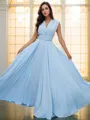 A-line V-Neck Sleeveless Floor-Length Beautiful Jersey Bridesmaid Dresses