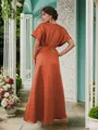 A-line Timeless V-Neck Short Sleeves Floor-Length Satin Bridesmaid Dresses