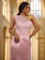 Sheath/Column One-Shoulder Sleeveless Sweep Train Charming Satin Bridesmaid Dresses