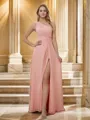 A-line One-Shoulder Elegant Sleeveless Floor-Length Chiffon Bridesmaid Dresses