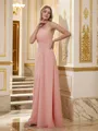 A-line One-Shoulder Elegant Sleeveless Floor-Length Chiffon Bridesmaid Dresses