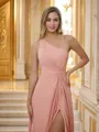 A-line One-Shoulder Elegant Sleeveless Floor-Length Chiffon Bridesmaid Dresses