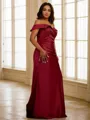 Sheath/Column Off-the-Shoulder Sleeveless Glam Sweep Train Satin Bridesmaid Dresses