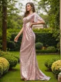 Sheath/Column V-Neck Short Sleeves Glimmering Sweep Train Sequins Bridesmaid Dresses