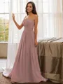 A-line Strapless Feminine Sleeveless Floor-Length Chiffon Bridesmaid Dresses