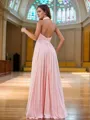 A-line Halter Elegant Sleeveless Floor-Length Jersey Bridesmaid Dresses