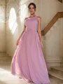 A-line One-Shoulder Perfect Sleeveless Floor-Length Chiffon Bridesmaid Dresses