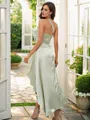 A-line One-Shoulder Tasteful Sleeveless Tea-Length Silk like Satin Bridesmaid Dresses
