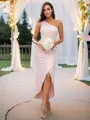 Sheath/Column One-Shoulder Immaculate Sleeveless Ankle-Length Charmeuse Bridesmaid Dresses
