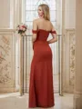 Sheath/Column Off-the-Shoulder Flattering Sleeveless Floor-Length Chiffon Bridesmaid Dresses