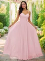 A-line V-Neck Elegant Sleeveless Floor-Length Chiffon Bridesmaid Dresses