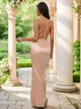Sheath/Column Spaghetti Straps Teasing Sleeveless Floor-Length Silk like Satin Bridesmaid Dresses