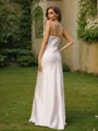 Timeless Sheath/Column Spaghetti Straps Sleeveless Sweep Train Silk like Satin Bridesmaid Dresses