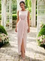 Sheath/Column Scoop Body-revealing Sleeveless Ankle-Length Jersey Bridesmaid Dresses