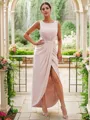 Sheath/Column Scoop Body-revealing Sleeveless Ankle-Length Jersey Bridesmaid Dresses