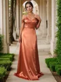 A-line Sweetheart Sleeveless Flattering Sweep Train Silk like Satin Bridesmaid Dresses