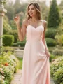 A-line Sweetheart Sleeveless Elegant Floor-Length Chiffon Bridesmaid Dresses
