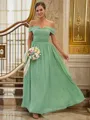 A-line Off-the-Shoulder Sleeveless Floor-Length Delicate Chiffon Bridesmaid Dresses