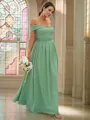A-line Off-the-Shoulder Sleeveless Floor-Length Delicate Chiffon Bridesmaid Dresses