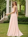 A-line V-Neck Sleeveless Charming Floor-Length Chiffon Bridesmaid Dresses