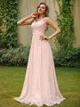 A-line V-Neck Sleeveless Charming Floor-Length Chiffon Bridesmaid Dresses