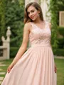 A-line V-Neck Sleeveless Charming Floor-Length Chiffon Bridesmaid Dresses