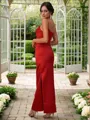 Sheath/Column Spaghetti Straps Exquisite Sleeveless Ankle-Length Satin Bridesmaid Dresses