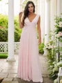 A-line V-Neck Sleeveless Chic Floor-Length Jersey Bridesmaid Dresses